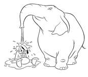 coloriage donald avec elephant